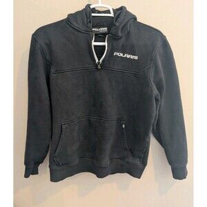Polaris Mens L Journey Hoodie Quarter Zip Collared Warm Cotton Sweatshirt Black